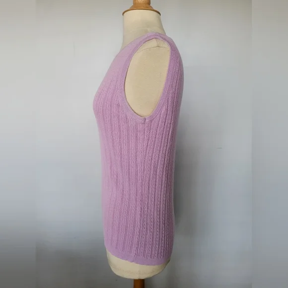 Foxcroft Set of Two Pink & Purple Cable Knit Sleeveless Sweater Vests SZ M - Picture 5 of 14